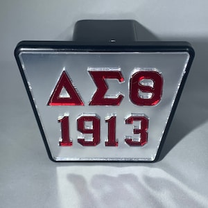 Delta Sigma Theta-1913 Mirror Hitch Cover Mirror Background Red Letters