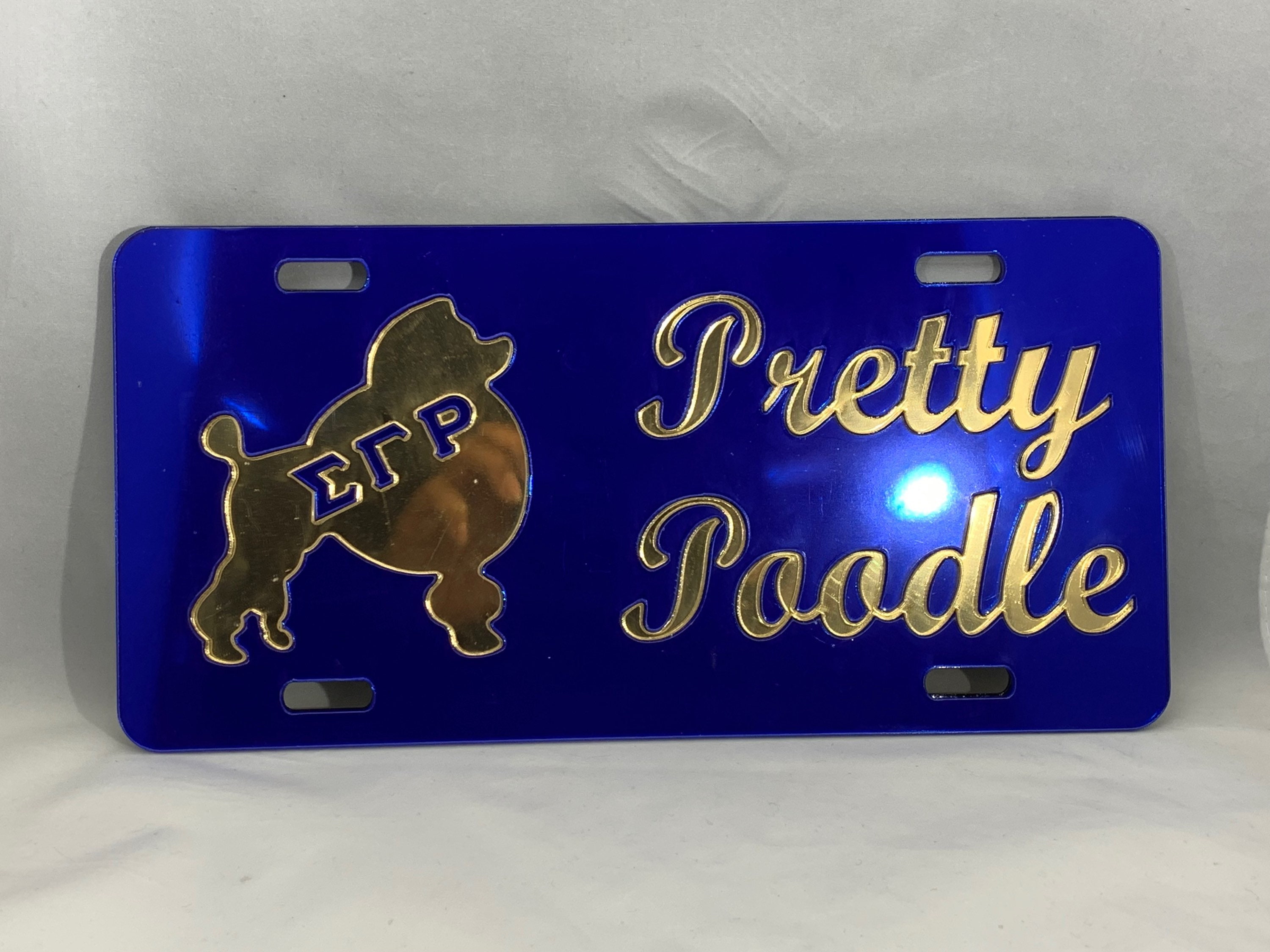 Sigma Gamma Rho Pretty Poodle License Plate Blue Background Gold Letters tag Etsy