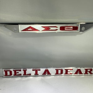 Delta Sigma Theta- Delta Dear License Frame Mirror Background Red Letters