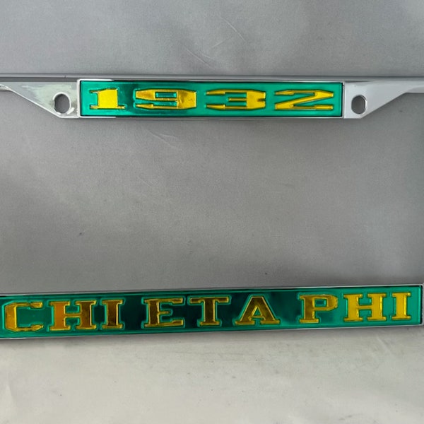 1932 Chi Eta Phi License Frame- Green Background Yellow Letters