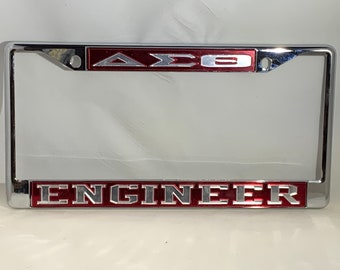 Delta Sigma Theta Engineer License Frame- Red Background Mirror Letters