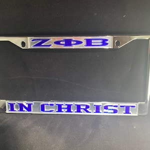 Zeta Phi Beta- In Christ License Frame Mirror Background Blue Letters
