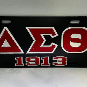 Delta Sigma Theta- 1913 Black Background Red Letters w/ Mirror outline