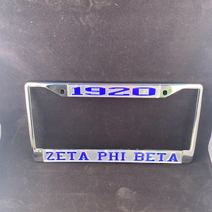 Zeta Phi Beta- 1920 License Frame Mirror Background Blue Letters