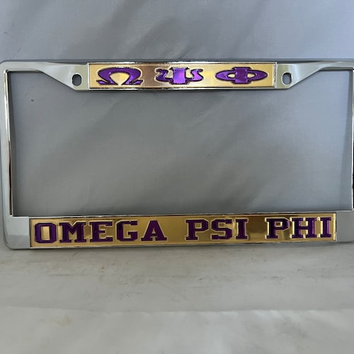 Omega Psi Phi Founding Year License Plate Frame Purple/gold Etsy