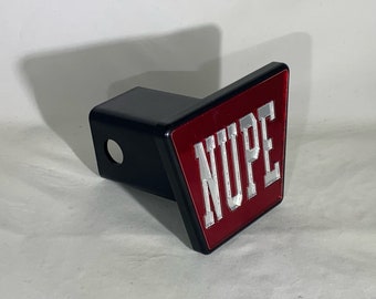 Kappa Alpha Psi NUPE Hitch Cover Red Background Mirror Letters