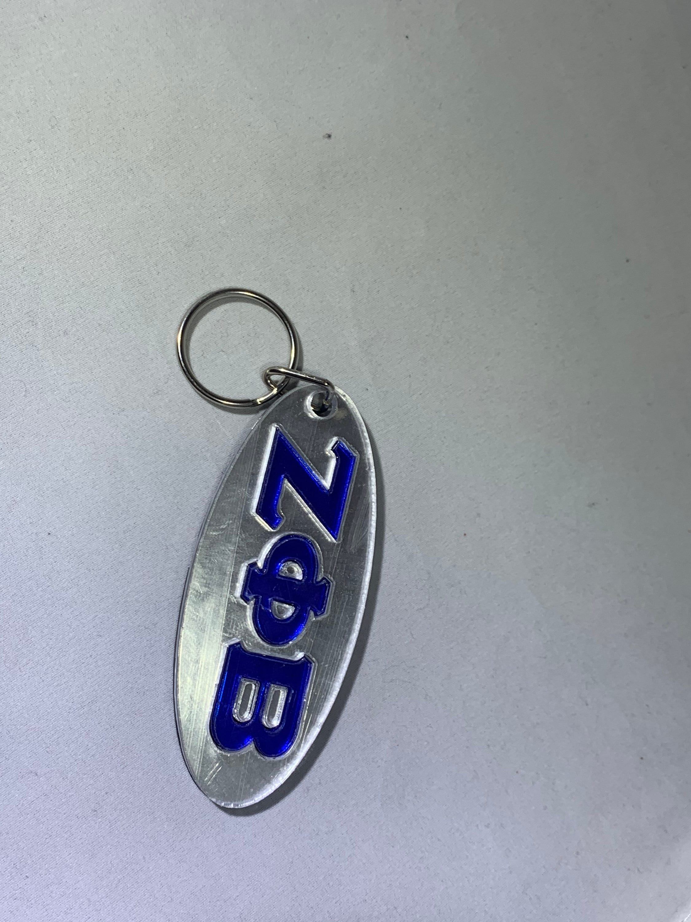 Zeta Phi Beta Key Chain - Mirror Background Blue Letters - Etsy