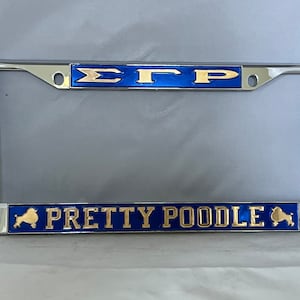 SGRHO Pretty Poodle w/ Poodles License Frame- Blue Background Gold Letters