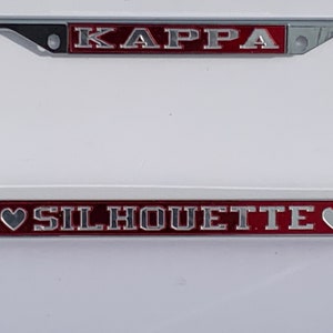 Kappa-Silhouette w/ Hearts License Frame Red Background Mirror Letters