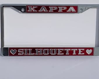 Kappa-Silhouette w/ Hearts License Frame Red Background Mirror Letters