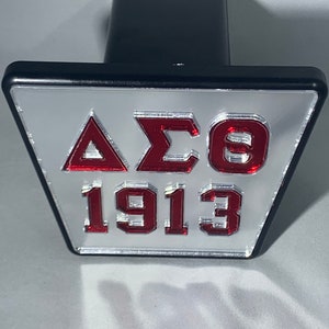 Delta Sigma Theta-1913 Mirror Hitch Cover Mirror Fondo Letras rojas imagen 2