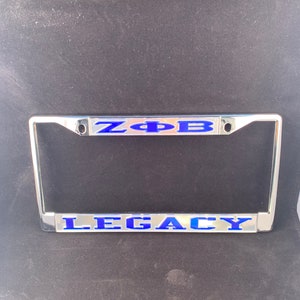 Zeta Phi Beta- Legacy License Frame Mirror Background Blue Letters