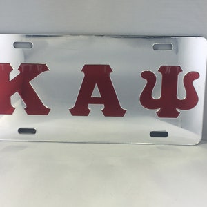Kappa Alpha Psi- Letters License Plate Mirror Background Red Letters