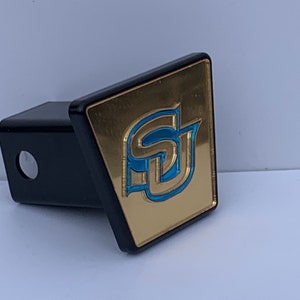 Southern University Trailer/Truck Hitch- Gold Background Baby Blue Letters