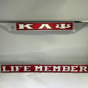 Kappa Alpha Psi- Life Member License Frame Red Background Mirror Letters FRAME