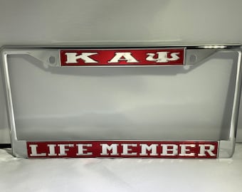 Kappa Alpha Psi- Life Member License Frame Red Background Mirror Letters FRAME