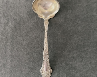 Concha para molho antiga Gorham Poppy em prata esterlina, estilo Art Nouveau, monograma "MMG", 17,8 cm (7")