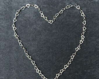 Sterling Silver Heart Link Necklace, 20 inches, 50 cm, Milor, Italy
