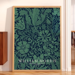 Affiche William Morris, impression d'art botanique floral vert émeraude 53C