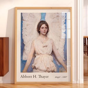 Antique art prints, American artist, Exhibition Poster, Angel painting, Abbott Handerson Thayer 1 image 2