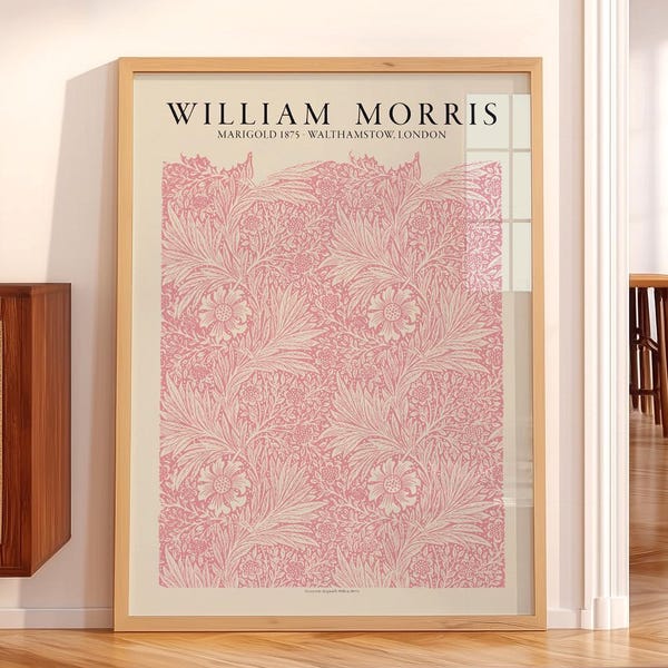 William Morris Ringelblumen Blumendruck, rosa Blumenwandkunst