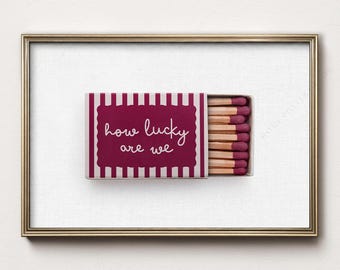 How Lucky Are We, Vintage Burgundy Striped Print, Retro Wall Art, Cozy Love Decor, Minimalist Bedroom Print 68