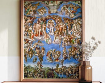 Michelangelo The Last Judgment Poster Renaissance Wall Art Sistine Chapel Print Italian Masterpiece Decor 60