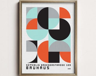 Bauhaus Geometric Poster, Mid Century Modern Wall Art, Retro Abstract Print 9