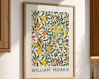 William Morris Fruit Print, Vintage Botanical Wall Art, Lemon Floral Poster, English Cottage Decor 15