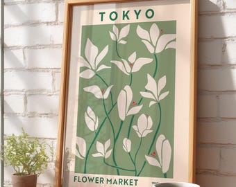 Tokyo Print, Floral Wall Art, Retro Kitchen Decor, Flower Market Poster