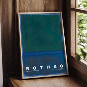 Póster de Mark Rothko, azul oscuro y verde, arte abstracto, decoración moderna del hogar, regalo para amantes del arte, arte mural minimalista 10