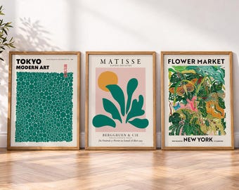 Henri Matisse, Bloemenmarkt New York Kunstprints, Tokyo Modern Art Gallery Muurset 70B