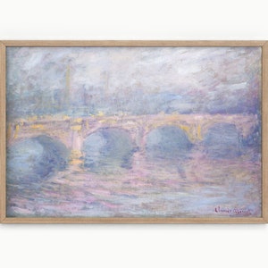 Claude Monet Waterloo Bridge Londen Landschapskunst Beroemd schilderij Huwelijkscadeau Kantoorinrichting Vintage plattelandsinrichting Serene natuurkunst