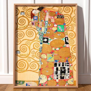 Lovers Print, Gustav Klimt, Gift for couple, Klimt Reproduction, Valentine&#39;s Gift, Bedroom Decor, Famous Painting, Nine Cartoons
