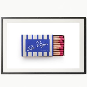 San Diego Californië chique interieur Matchbox kunst aan de muur strand interieur elegante kunst aan de muur reisposter stad print blauwe streep 17