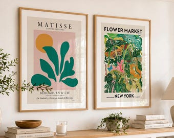 Matisse & Flower Market New York Prints, Set of 2, Botanical Wall Art, Vintage Market Poster, Eclectic Gallery Wall Decor 71