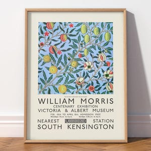 William Morris Print, Citrus Wall Art, Vintage Fruit Print, William Morris Exhibition Poster, Gift Idea, Vintage Floral art 31A