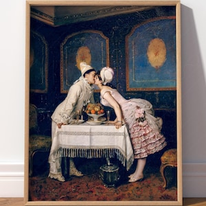 Le baiser Le Baiser Auguste Toulmouche Cadeau pour femme Cadeau pour mari Époque victorienne Cadeau romantique Art antique français Impressions de haute qualité - 87