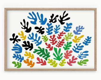 Matisse Coral, Matisse La Gerbe, Colorful Art, Abstract Art, Leaves Print, Matisse The Sheaf, Matisse Cutouts, Mid Century Modern, Gift