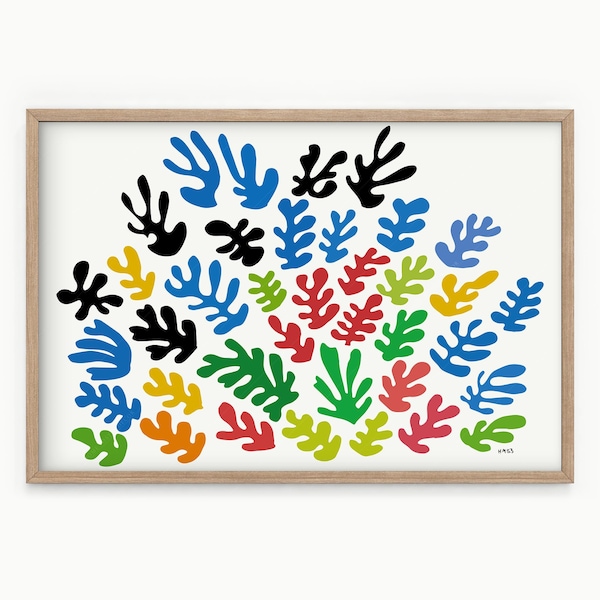 Matisse Coral, Matisse La Gerbe, Colorful Art, Abstract Art, Leaves Print, Matisse The Sheaf, Matisse Cutouts, Mid Century Modern, Gift