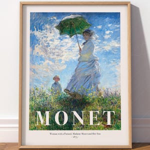 Woman with a Parasol, Claude Monet poster, Impressionism Art, Anniversary Gift, Madame Monet and Her Son, Large Prints, High Quality prints