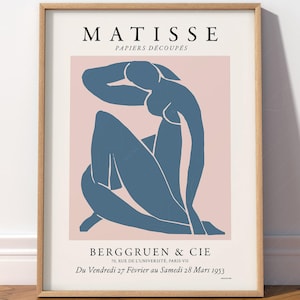 Póster de Henri Matisse, decoración de pared neutra, arte abstracto de pared, arte corporal femenino, decoración bohemia, decoración minimalista, rosa ruborizado, colores pastel