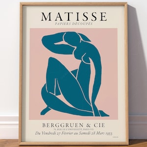 Matisse Impresión Arte de línea corporal Azul verdoso Rosa ruborizado Decoración moderna Póster minimalista Póster de exposición Boho chic Papel de archivo de alta calidad 20