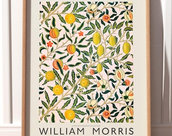 William Morris Print, Floral Wall Art, Flower Print, Citrus Wall Art, Morris Exhibition Poster, Modern Living Decor, Vintage Fruit Art 15