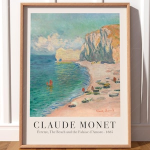 Monet Exhibition Poster: The Beach and Falaise d&#39;Amont, French Coast Art