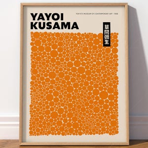 Impresión de Yayoi Kusama, Arte mural naranja, Puntos Kusama, Arte japonés, Arte contemporáneo, Redes infinitas, Arte abstracto, Naranja quemado, Decoración moderna 22