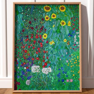 Gustav Klimt, Klimt Sunflower, Famous artwork, Floral Wall Decor, Gift Idea, Green Wall Art, Nature Painting, Girls Bedroom, Museum Quality