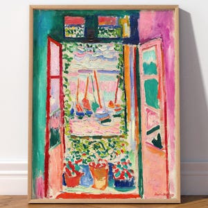 Henri Matisse, La ventana abierta, Regalo, Vista al mar, Decoración náutica, Pintura de barco, Arte floral, Impresión colorida, Póster de mediados de siglo 10-3