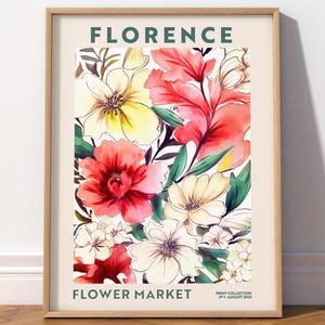 Blumenmarkt Florenz, italienische Blumen, Kunstdruck, Stadtplan, bunte Kunst, Geschenk für Sie, Jugendzimmer Kunst, Geschenk für Sie