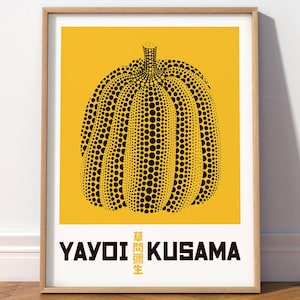Yayoi Kusama Poster, Japanese Painting, Kusama Pumpkin, Yellow Print, Modern decor, Abstract wall art, Living room art